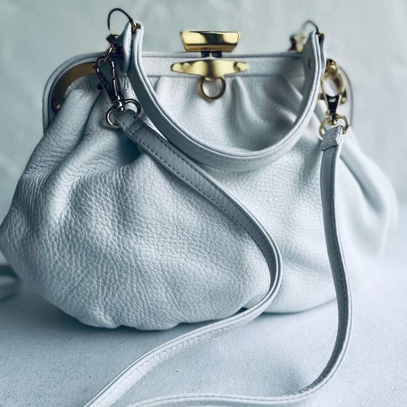 🎈HOST PICK🎈CROSSBODY MISS MAK WHITE BAG GOLD HARDWARE PEBBLED LEATHER - Picture 1 of 13
